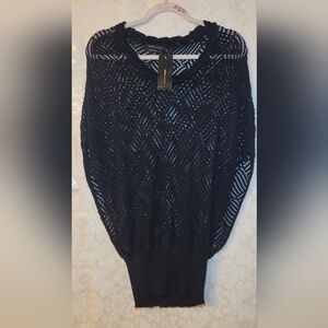 BCBGMaxAzria Black Textured Pencil Skirt